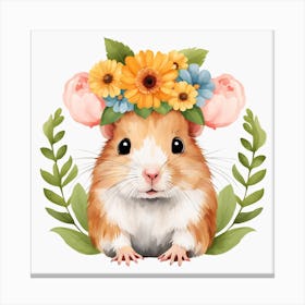 Floral Baby Hamster Nursery Illustration (8) Canvas Print