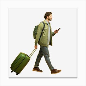 Man Walking With Luggage Stampe su tela