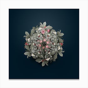 Vintage Sword Lily Flower Wreath on Teal Blue n.1216 Canvas Print