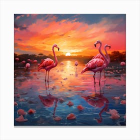 Tranquil Tropics: Flamingo Impression Canvas Print
