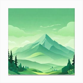 Misty mountains background in green tone 134 Canvas Print