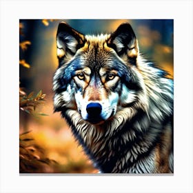 Wolf In The Woods 11 Canvas Print