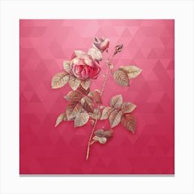 Vintage Pink Bourbon Roses Botanical in Gold on Viva Magenta n.0956 Canvas Print