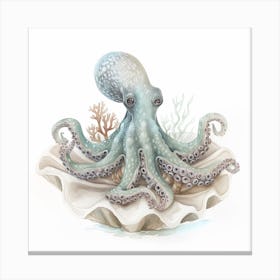 Storybook Style Octopus Resting In The Sand Canvas Print