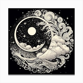 Moon And Stars 4 Canvas Print