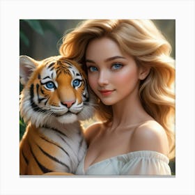 Tiger And Girl 1 Canvas Print