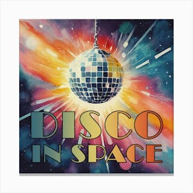 Disco in Space Watercolor Style Canvas Print