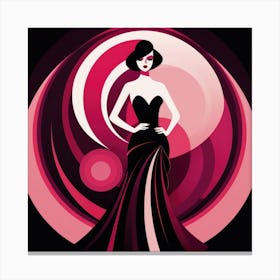 Fashion Woman In Black Dress Canvas Print