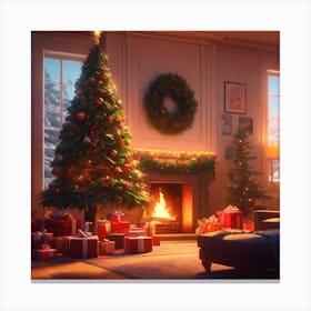 Christmas Tree In The Living Room 127 Canvas Print