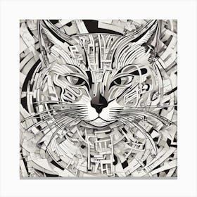 An Image Of A Cat With Letters On A Black Background, In The Style Of Bold Lines, Vivid Colors, Grap (15) Canvas Print