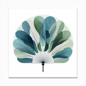 Scandinavian style, Fan of green-blue transparent leaves 4 Canvas Print