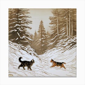 Friends Meeting In The Snow Canvas Print