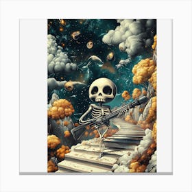 Skeleton With Gun Canvas Print