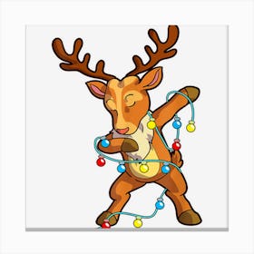 Christmas Dabbing Reindeer Kids Girls Boys Cute Xmas Deer Canvas Print