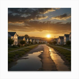 Sunset In A Neighborhood Canvas Print