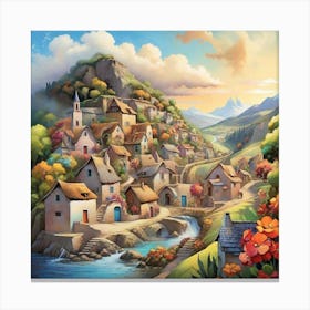 Village In The Mountains 2 Canvas Print