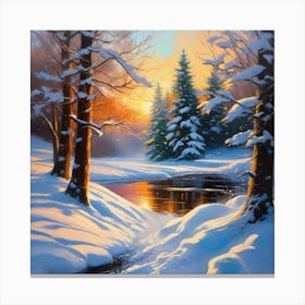Winter Landscape Painting 1 Canvas Print