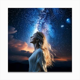 Firefly Cosmic Woman Under Vast Nightfall Sky 19519 (2) Canvas Print