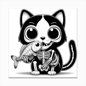 Skeleton Cat 2 Canvas Print