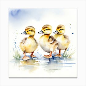 Sdxl 09 Cute Watercolour Of Baby Ducks 1 Upscaled Upscaled Canvas Print