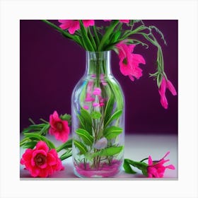 Pink Flowers In A Vase Canvas Print