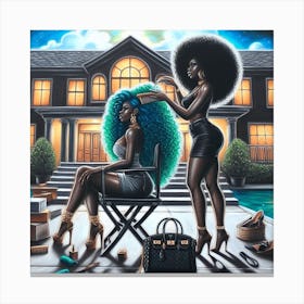 Two Women With Afros Canvas Print