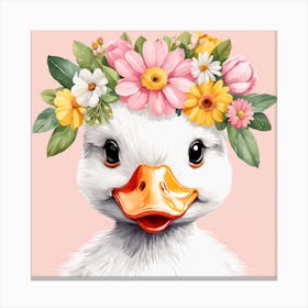 Floral Baby Duck Nursery Illustration (22) Canvas Print