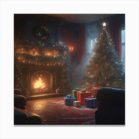 Christmas Tree In The Living Room 26 Canvas Print