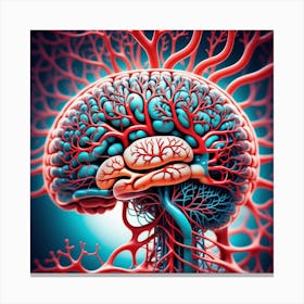 Human Brain With Blood Vessels 12 Canvas Print