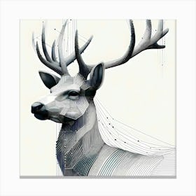 Deer with Antlers - Abstract Line Art Illustration 181 Canvas Print