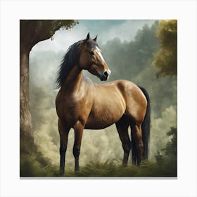 Horse In The Forest Canvas Print