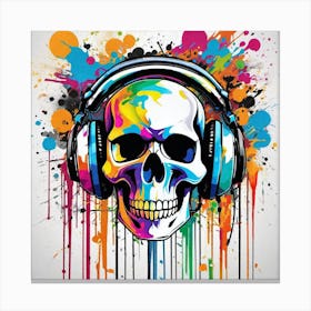 Skull With Headphones 51 Canvas Print