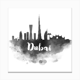 Watercolor Dubai Skyline Canvas Print