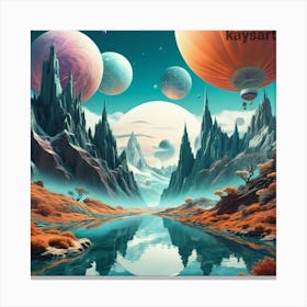 Space Landscape Painting Canvas Print