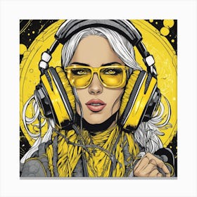 Cosmic Woman With Headphones 1 Canvas Print
