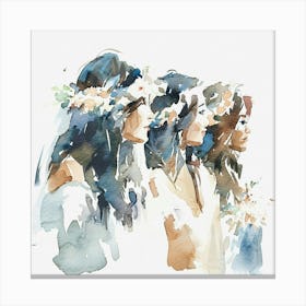 Watercolor Bride And Bridesmaids 17 Canvas Print