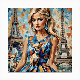 Paris And Her Chihuahua Canvas Print