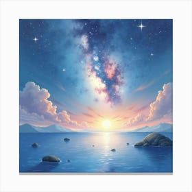 Soft Watercolor Scene With Ethereal Galaxy Light 1 Canvas Print