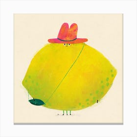Lemon With Big Hat And Handbag Canvas Print
