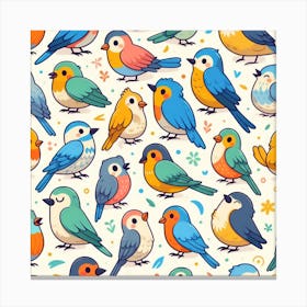 Colorful Birds Seamless Pattern 3 Canvas Print