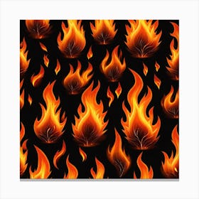 Flames On Black Background 33 Canvas Print