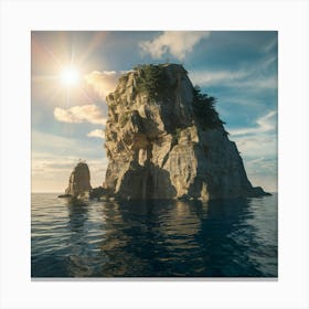 Rock In The Sea Canvas Print