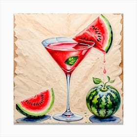 Watermelon Cocktail With  With a touch of Watermelon  Canvas Print
