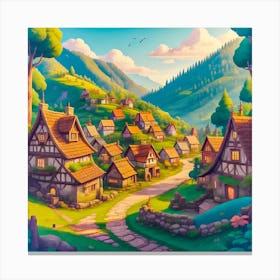 Cartoon Village Canvas Print