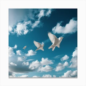 Doves Flying In The Sky Canvas Print