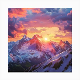 Dynamic Mountain Sunset Landscape 4 Canvas Print