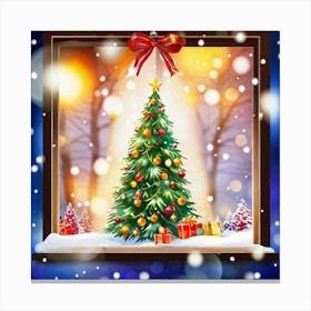 Christmas Tree In The Window Canvas Print