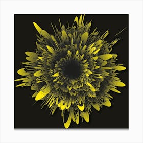 Abstract Flower Grey Yellow Square Canvas Print