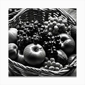Black And White Fruit Basket Canvas Print