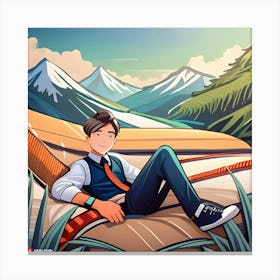 Man Relaxing In Hammock Canvas Print